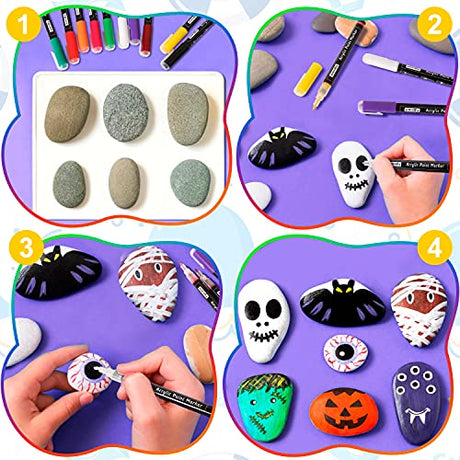 Acrylic Paint Markers Pens set with 24 Colors Acrylic Paint Pens for Rocks Painting, Stone, Ceramic, Glass, Wood, Fabric, Canvas, Pumpkin Decorating PANIFFY