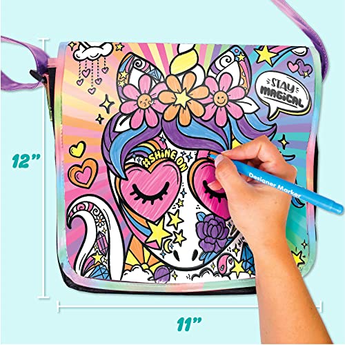 Just My Style Color Your Own Unicorn, Personalized Doodle Messenger Bag with Adjustable Strap, Great for School & Errands, Gift Ideas for Girls,
