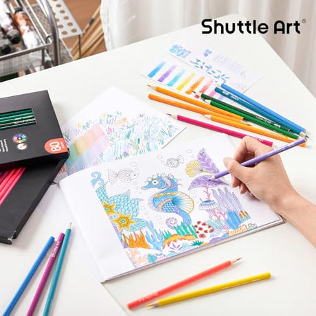 Shuttle Art 80 Regular Colored Pencils, Colored Pencils for Adult Coloring, Soft Core Color Pencils, Coloring Pencils for Adults Kids Artists Shuttle Art