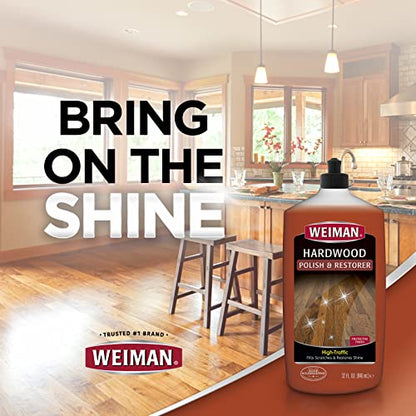 Weiman High-Traffic Hardwood Floor Polish and Restorer - Natural Shine, Removes Scratches, Leaves Protective Layer 32 fl. oz