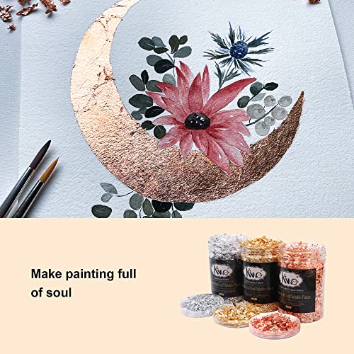 Gold Foil Flakes for Resin, 30g Gold Leaf Flakes for Nail Art, Painting, Crafts, Slime and Resin Jewelry Making (10g / Bottle) KINNO