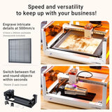 Roly LaserMATIC Mk2 20W Laser Engraver with Integrated Enclosure, Rotary, Air Assist, Honeycomb Panel and Camera Included, Laser Engraver for Wood, Roly