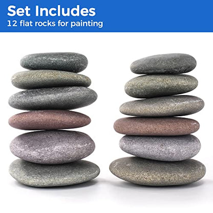 ROCART 12 Extra Large Smooth River Rocks for Painting, Flat Painting Rocks About 4 to 5 Inches in Length Perfect for Kindness Stones, Arts and