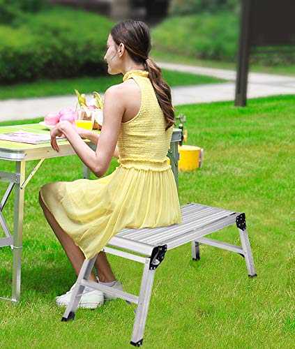 LEADALLWAY Work Platform 30"x12"Step Ladder Heavy Duty Foldable Aluminum Platform 330 LBS Capacity LEADALLWAY