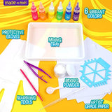 Made By Me Marbling Paint Studio, 25-Piece Marbling Kit for Kids, Make 10 Pour Paint Art Projects, Dip & Paint Marbling Arts & Crafts Kits for Kids, Made By Me