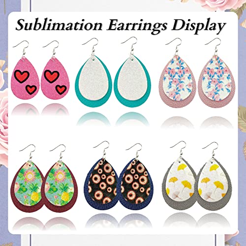 SHUANGART 194 Pcs Sublimation Blank Sparkly Glitter Faux Leather Earrings Kit, Blank Vivid Shiny Solid Pattern Earrings with Sublimation Paper for - WoodArtSupply