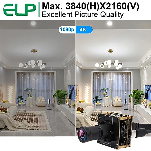 ELP 4K USB HDMI Camera Module Night Vision PC Camera Mini Lightburn Camera for Computer Monitor Simultaneously 2X Digital Zoom USB Security Camera ELP