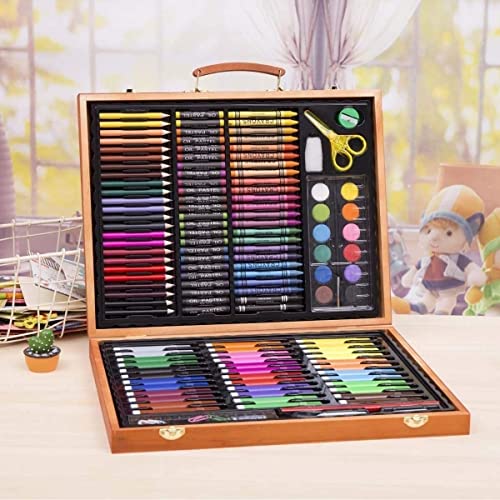 SMSOM Art Supplies, Drawing Art Set, 150 Pieces Wooden Art Set Crafts Drawing Painting Kit, Portable Art Case Art Kit Includes Crayons, Colored - WoodArtSupply