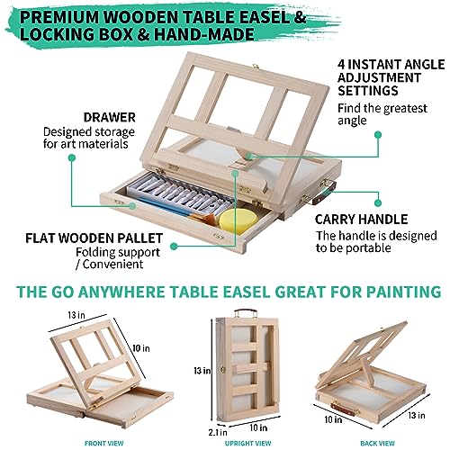 54 Pieces Watercolor Paint Set with Portable Wood Easel, Complete Starter Painting Art Supplies with Watercolor Paints, Canvases, Sketch Pads, AOTEMOON