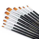 Transon Synthetic Filbert Paint Brush Set 10pcs for Acrylic Watercolor Gouache Art Painting and Body Craft Painting TRANSON