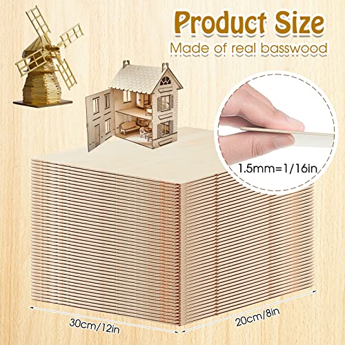 48 Pcs 12 x 8 x 1/16 Inch Basswood Sheets Thin Wood Sheets Unfinished Balsa Wood Sheet for DIY Projects Architectural Models Wood Engraving Wood Juexica