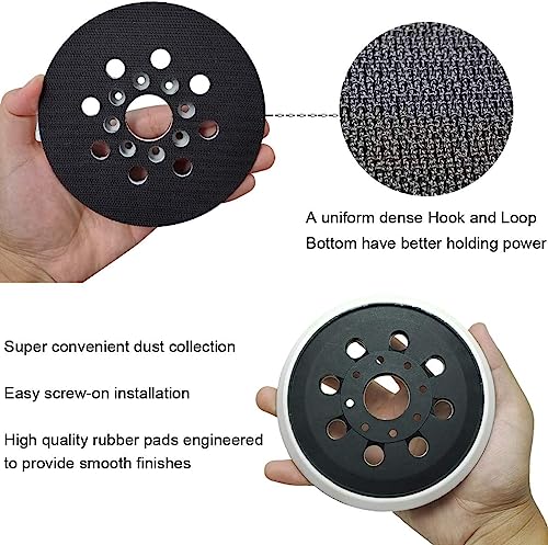 Tockrop 2 Pack 5 Inch 8 Hole Hook & Loop Replacement Sander Pad for 5" Bosch ROS20VS, ROS20VSC, ROS20VSK, ROS20, ROS10 Random Orbit Sander Sanding Tockrop