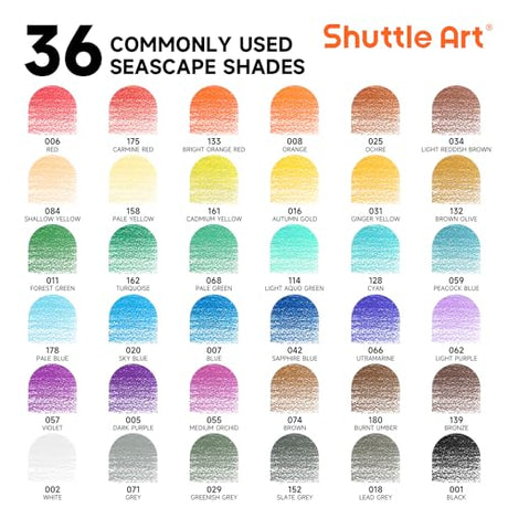 Shuttle Art 36 Colored Pencils, Seascape Themed Colored Pencils for Adult Coloring, Soft Core Color Pencils, Coloring Pencils for Adults Kids Artists Shuttle Art