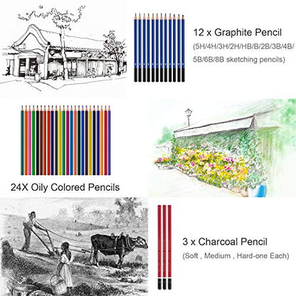 IDOUDOU 48 Drawing pencil Sketching Pencil Set Art Supplies Set, Charcoal Pencils, Color Pencil,Colour Pencil Coloured Pencil Custom Pencil Coloring - WoodArtSupply