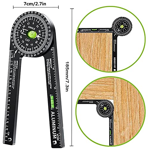 Miter Saw Protractor,Aluminum Protractor Angle Finder with Level Gauge High Precision Laser Inside & Outside Miter Angle Finder for Angle Finder - WoodArtSupply