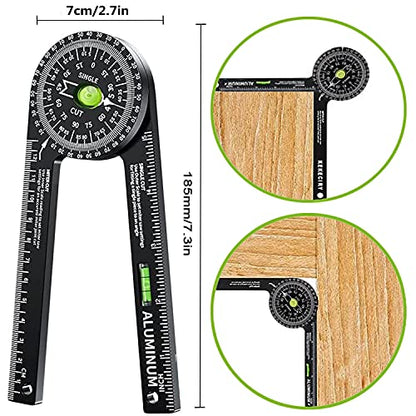 Miter Saw Protractor,Aluminum Protractor Angle Finder with Level Gauge High Precision Laser Inside & Outside Miter Angle Finder for Angle Finder - WoodArtSupply