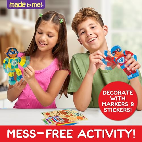 Made By Me Make Your Own Superhero Action Figurines, Make Your Own Action Figure, Includes Superhero Stickers, Moving Superhero Figurines, Customize Made By Me
