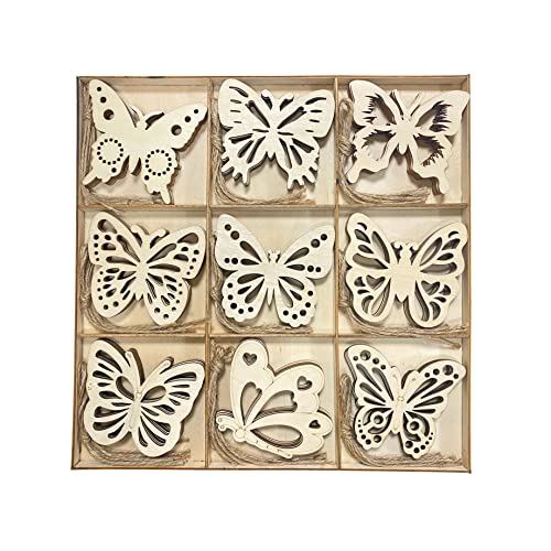 Pack of 45 Unfinished Wooden Butterfly Shaped Cutouts for DIY Crafts 3.5 Inch 5-Count Each - WoodArtSupply