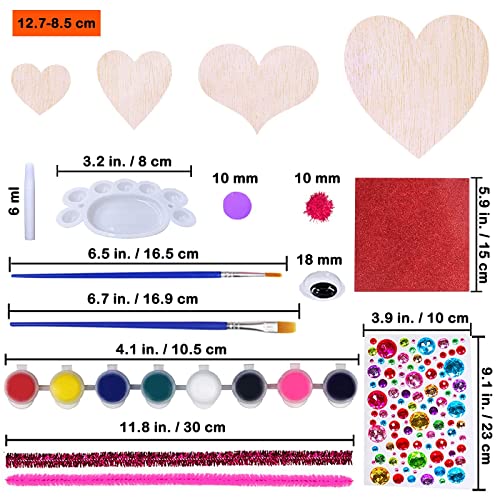 Winlyn 24 Sets Valentine's Day Heart Ornaments Decorations DIY Foam Heart  Valentine Craft Kits Assorted Foam Heart Shapes Stickers Pom-poms Googly
