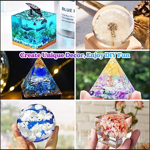 LET'S RESIN Large Resin Molds,Resin Flower Preservation Molds with Hexagon Square Large Epoxy Molds,Cube Sphere Pyramid Regular Silicone Molds for LET'S RESIN