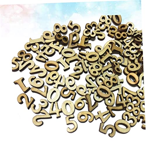 SEWOART 100pcs Pieces DIY Wooden Number Unfinished Crafts Numbers Wood Letters Wooden Number Chips Wood Number Cutouts Wedding Blank Puzzle Wooden SEWOART