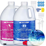Epoxy Resin Kit, 2 Gallon Epoxy Resin Crystal Clear Not Yellowing No Bubble Self Leveling for DIY Molds Wood Jewelry Table Tops Bar Top Casting Myqiuf