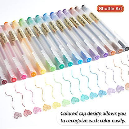 Shuttle Art Gel Ink Ball Point Pens, 15 Colors Japanese Style Pens, 0.5mm Fine Ballpoint Pens Quick Drying for Writing Journaling Home, School and