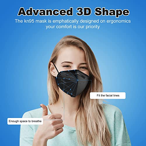 YOTU KN95 Face Masks 60 Pcs,5 Layers Cup Dust Mask,Filter Efficiency 95%, Suitable for Home Work Restaurants YOTU