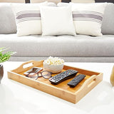Juvale Bamboo Wood Serving Tray with Handles for Breakfast in Bed, Kitchen Counter, Ottoman (16 x 11 x 2 in) Juvale