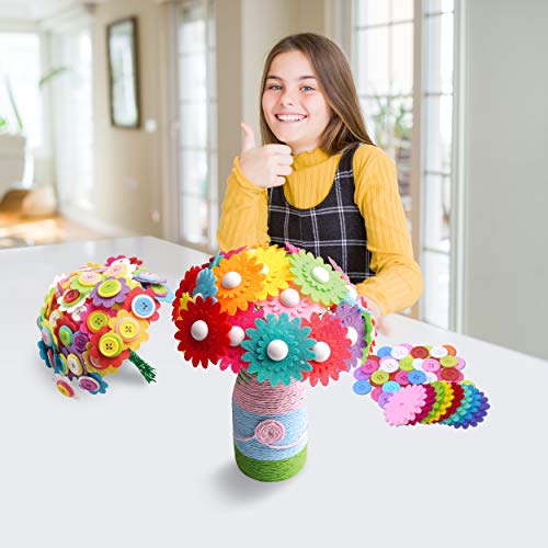 Flower Craft Kit for Kids,Make Your Own Flower Bouquet with Buttons,DIY Activity Gift for Boys & Girls Age 4 5 6 7 8 9 10 Year Old(2 Bouquets and 1 SpriteGru