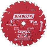 Diablo D0724A 7-1/4in 24T ATB Framing Saw Blade 5/8in & Diamond Knockout Arbor Freud