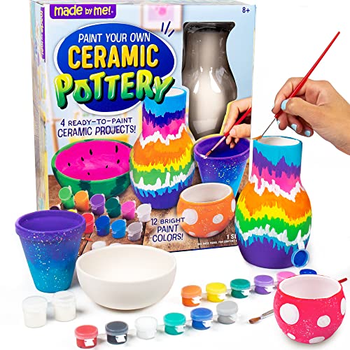 Made By Me Paint Your Own Ceramic Pottery, Fun Ceramic Painting Kit for Kids, Paint Your Own Ceramic Pottery Dish, Flower Pot, Vase & Bowl, Great - WoodArtSupply