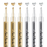 YOOHO Paint Pen Gold Silver Metallic Permanent Acrylic Markers Set for Fabric Glass Rock Wooden Ceramic Leather Tire Painting, 0.7mm Extra Fine Tip YOOHO