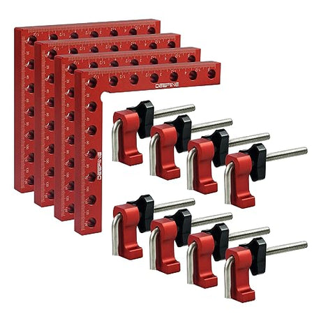 DEEFIINE 90 Degree Positioning Squares Right Angle Clamps 5.5" x 5.5",Aluminum Alloy Woodworking Carpenter L-Type Corner Clamping Tool for Picture DEEFIINE