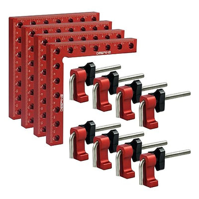 DEEFIINE 90 Degree Positioning Squares Right Angle Clamps 5.5" x 5.5",Aluminum Alloy Woodworking Carpenter L-Type Corner Clamping Tool for Picture