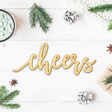 Pen Script Cheers Wood Sign Home Party Wedding Rustic Décor Wall Art Unfinished 24" x 7" Woodums