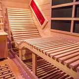 Smartmak Far Infrared Two Person Wood Sauna with Recliner, Canadian Hemlock Home luxurious Wooden Indoor Sauna Spa Room 220V, 3400W Detox Therapy Smartmak