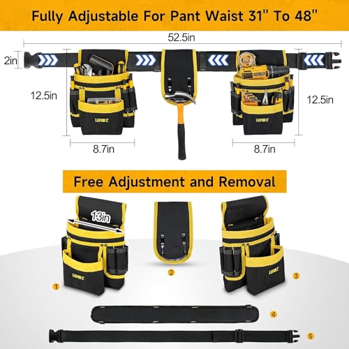 Tool Belt,Magnetic Tool Pouch,27-Pockets Heavy Duty Padded Tool Belts for Men,Detachable & Adjustable Tool Pouch Bag for LEFOR·Z