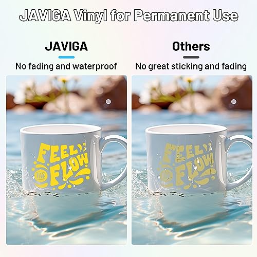 JAVIGA Holographic Silver Permanent Vinyl, 12" x 6FT Adhesive Vinyl Roll for All Cutting Machine, Cricut, Silhouette, Cameo Cutters, Home Outdoor JAVIGA