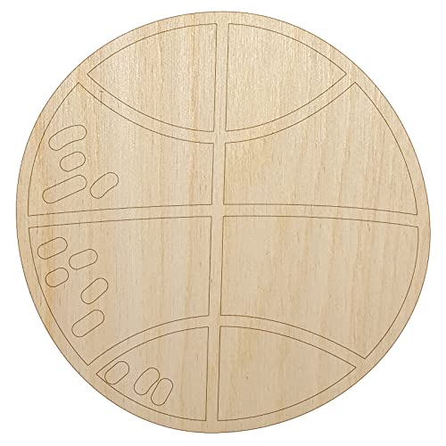 Basketball Doodle Unfinished Wood Shape Piece Cutout for DIY Craft Projects - 1/4 Inch Thick - 4.70 Inch Size