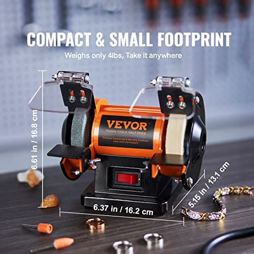 VEVOR Bench Buffer Polisher, Bench Buffer Grinder Polishing & Buffing Machine for Metal/Jewelry/Wood/Jade/Plastic/Silver DIY, with Wool/Abrasive VEVOR