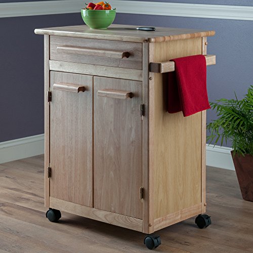 Winsome Wood Kitchen Cart, Natural, Single Drawer (82027) Winsome