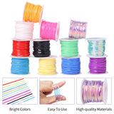 Candygirl Lanyard String, 12 Rolls Gimp String Plastic Lacing Cord Elastic String for Bracelet Keychains Boondoggle Making Kit DIY Craft Weaving Kit Candygirl