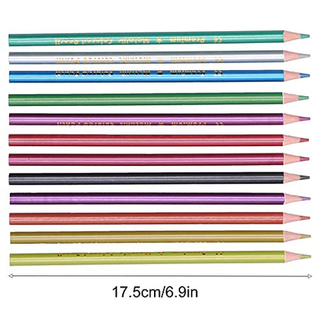 Zerodis 12Pcs Colored Pencil Set, Metallic Fluorescent Professional Coloring Pencil Art Colored Pencils Sketch Graffiti Painting Supplies for Adults Zerodis