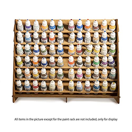 Plydolex Vallejo Paint Rack Organizer with 72 Holes for Miniature Paint Set - Wall-mounted Wooden Craft Paint Storage Rack - Craft Paint Holder Rack - WoodArtSupply