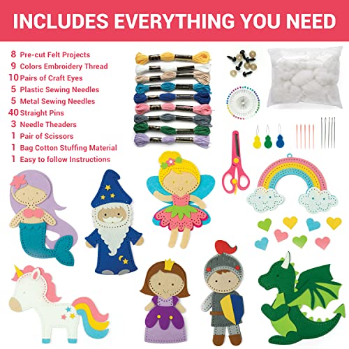 Craftorama Sewing Kit for Kids, Fun and Educational Fairytale Craft Set for Boys and Girls Age 7-12, Sew Your Own Felt Animals Craft Kit for Craftorama