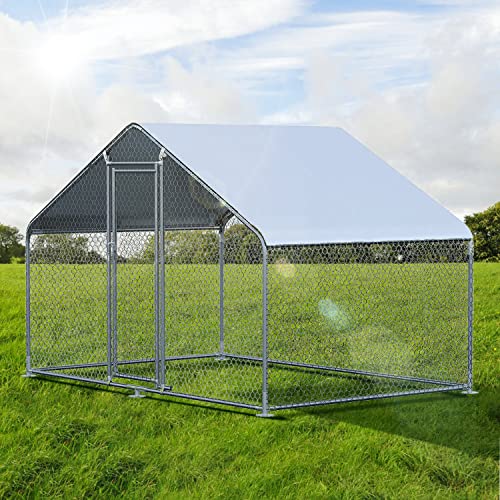 Chicken Coop Large Metal Chicken House/Pen for 6/10 Chickens Poultry Cage with Waterproof Cover for Rabbits Duck Walk-in Chicken Run for Yard Outdoor CHIKENCOOP