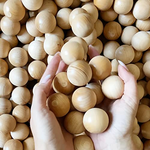 30mm Wood Beads, Bag of 10 Wood Balls for Crafts Unfinished, Wood Rounds for Crafts and DIY Projects