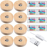 3.94 Inch Wooden Light Stand Base Colorful LED Lights Display Base with Remote Control for Selenite Tower 3D Laser Crystal Glass Resin Art (8 Pieces) Honoson