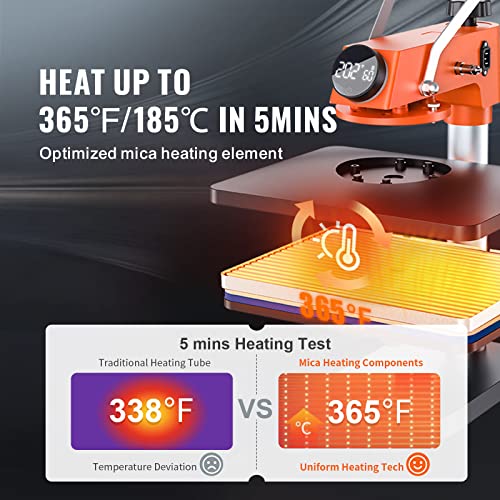 VEVOR 6 in 1 Heat Press Machine 12x15 inch, 360-Degree Swing Away T Shirt Printing Machine Digital Control, Multifunction Heat Transfer Machine